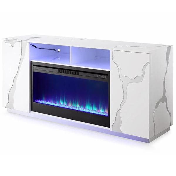 Abigail Fireplace Console - Silver